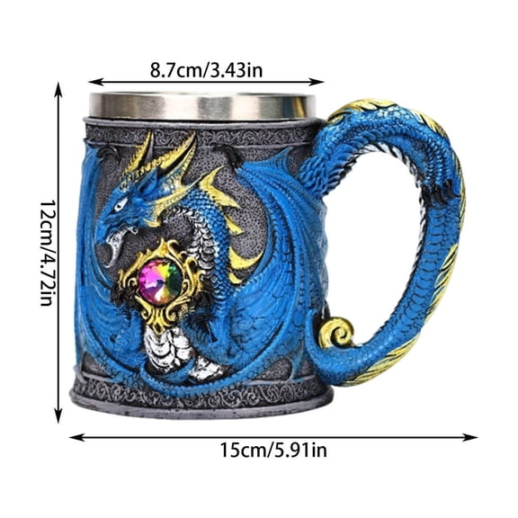 Qiweii Western Mythology Medieval Roaring Dragon Mug 3D Embossed Winged Dragon Cup Creative Dragon Beer Coffee Cup Mythical Dragon Drinkware