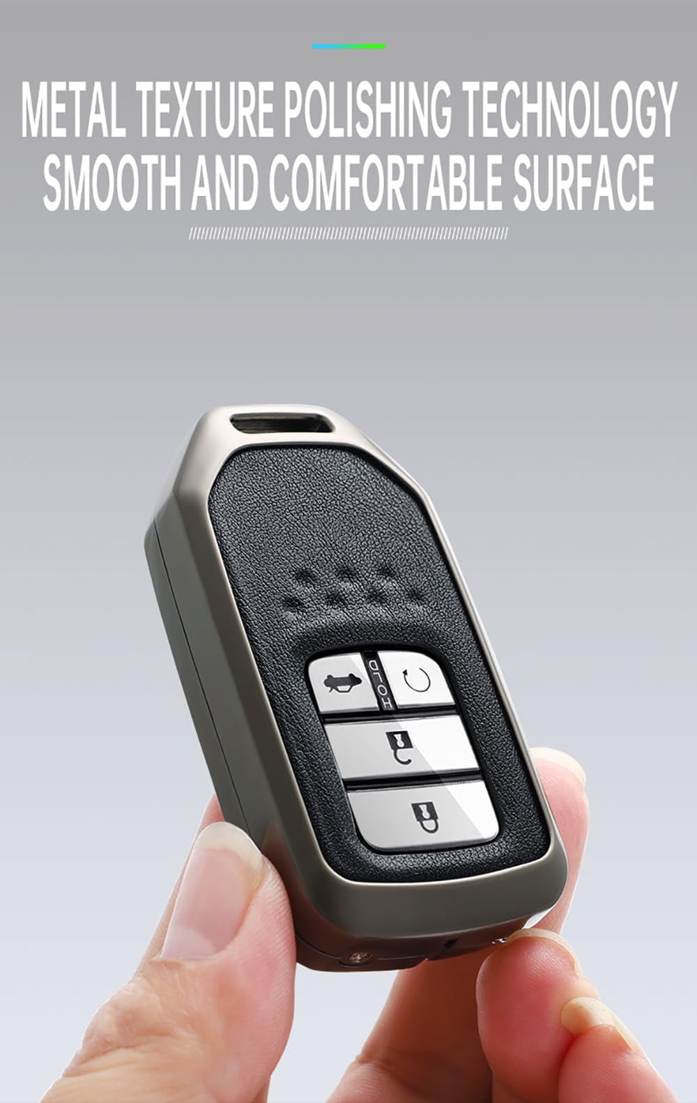 Metal and Leather Key Fob Housing Car Key Holder Fit for Honda Civic Accord Pilot CRV HRV CRZ Fit Odyssey JED Crosstour Ridgeline Crider Spirior Accessories