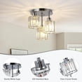 thumbnail image 2 of Semi Flush Mount Ceiling,3-Light Kitchen Mount,Hallway Light Fixtures Ceiling with Clear Crystal Shades for Kitchen Entryway Bedroom Bathroom Foyer,Silver Crystal Lighting Lamps, 2 of 9