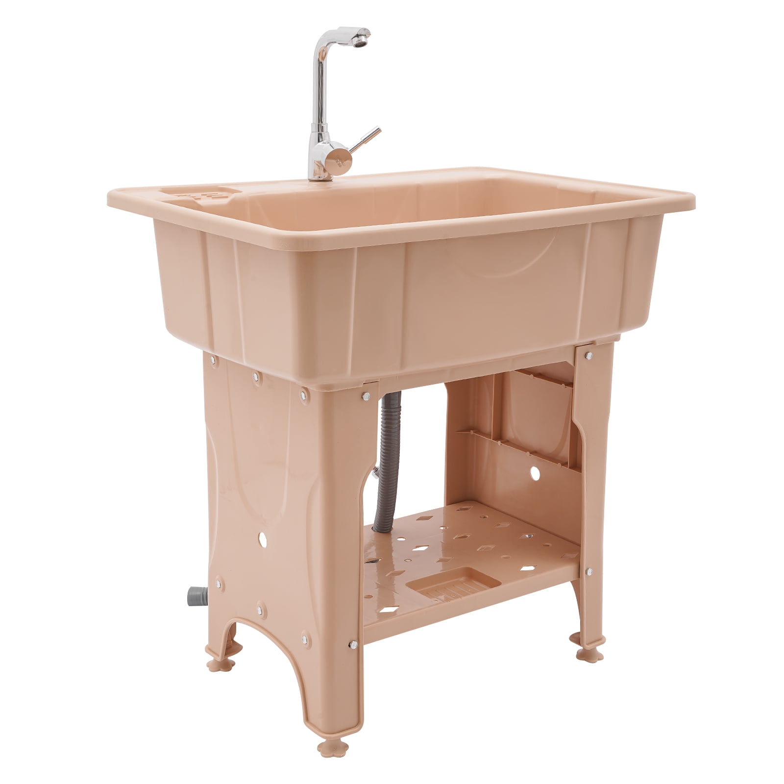 Modern Coffee Laundry Sink, Spacious Utility Sink, Utility Sink with Storage Shelf, Slop Sink Wash Station 31.5*22.05*33.46in