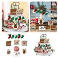 thumbnail image 6 of marioyuzhang Christmas Set of Tiered Tray Decoration Christmas Stocking Christmas Ornament Road Sign Country Farmhouse Wood Beads Decor Tabletop Sign for Christmas Table Decoratio (No Pallet), 6 of 9