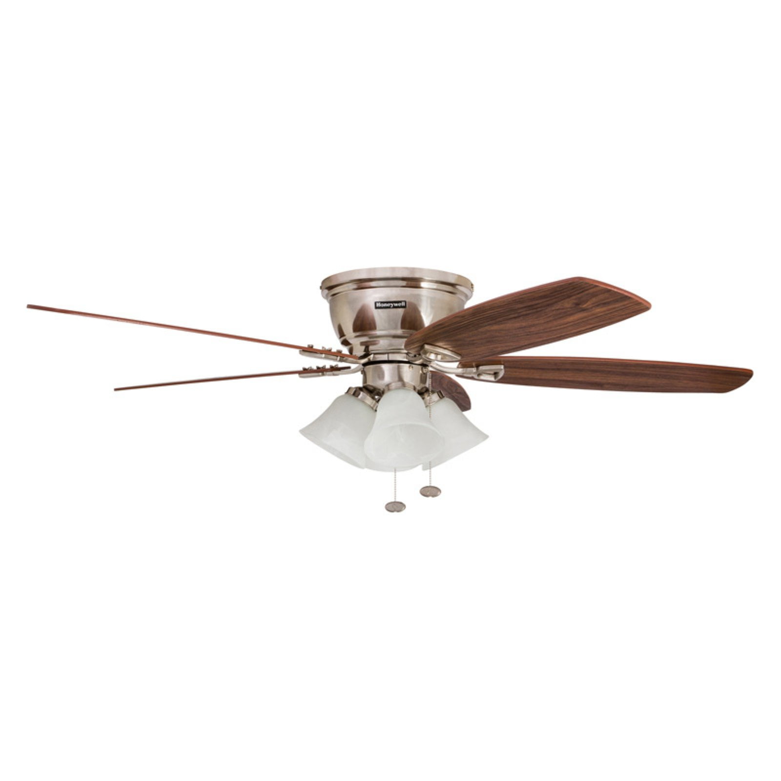 52" Honeywell Glen Alden Brushed Nickel Hugger Ceiling Fan with 4 Light
