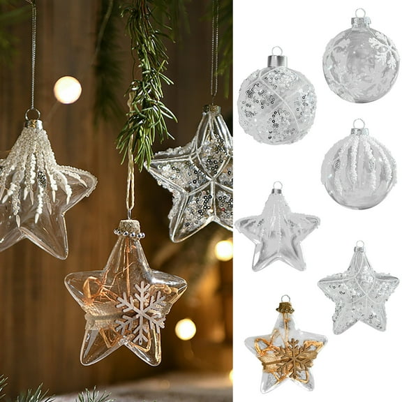 VWRXBZ Glass Transparent Christmas Globle Studded Sequin Decorative Globle Hanging Globle Christmas Tree Pendant Christmas Decoration Hanging Ornament