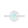 thumbnail image 4 of Rosec Jewels Real Ethiopian Opal Oval Engagement Ring 1 Carat - AAA Grade - Vintage Inspired Opal Diamond Ring - with Jewelry Box, 14K White Gold, US 3.50, 4 of 9
