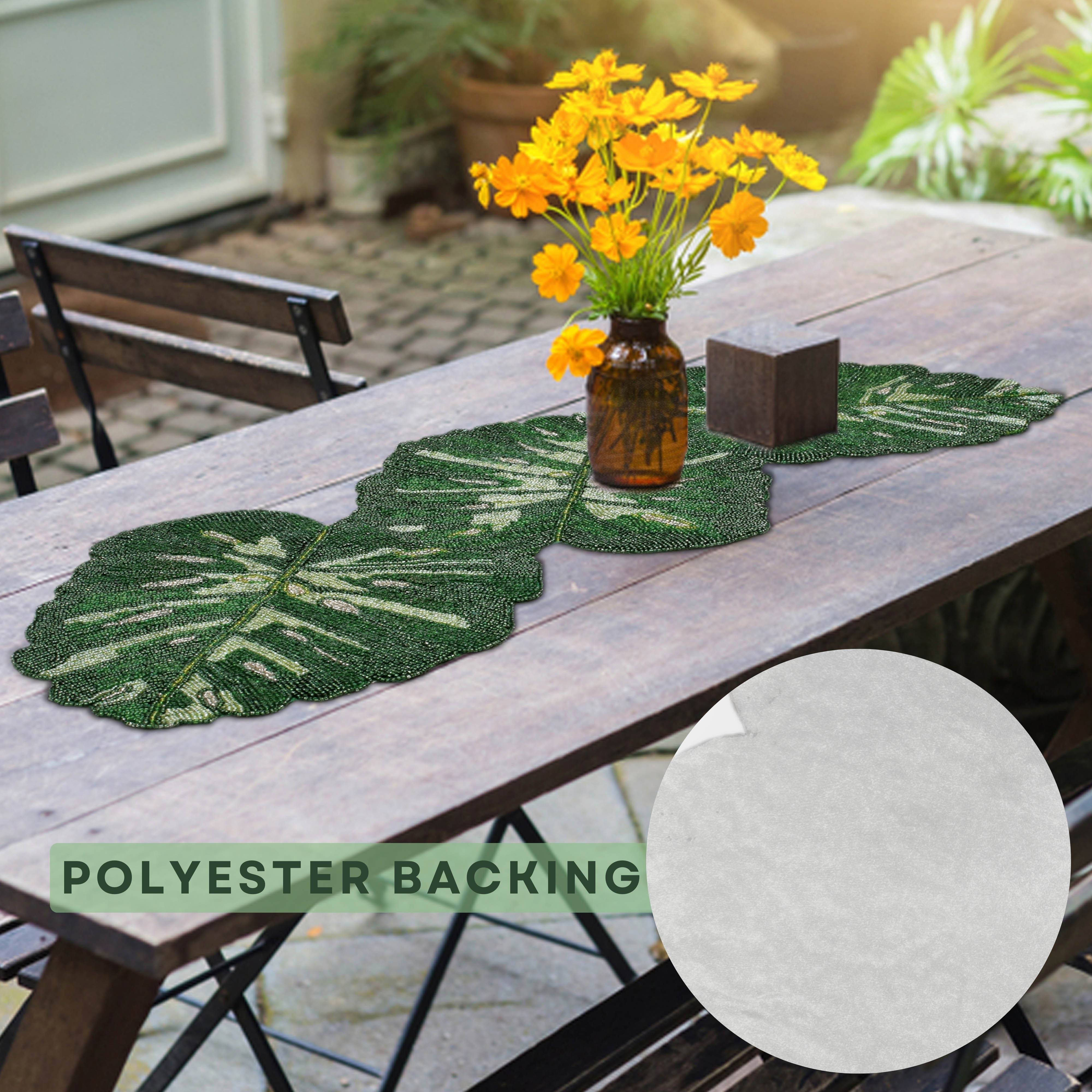 Glass Beaded Table Runner - Elegant Handmade Dining Table Décor for Special Occasions (Green)