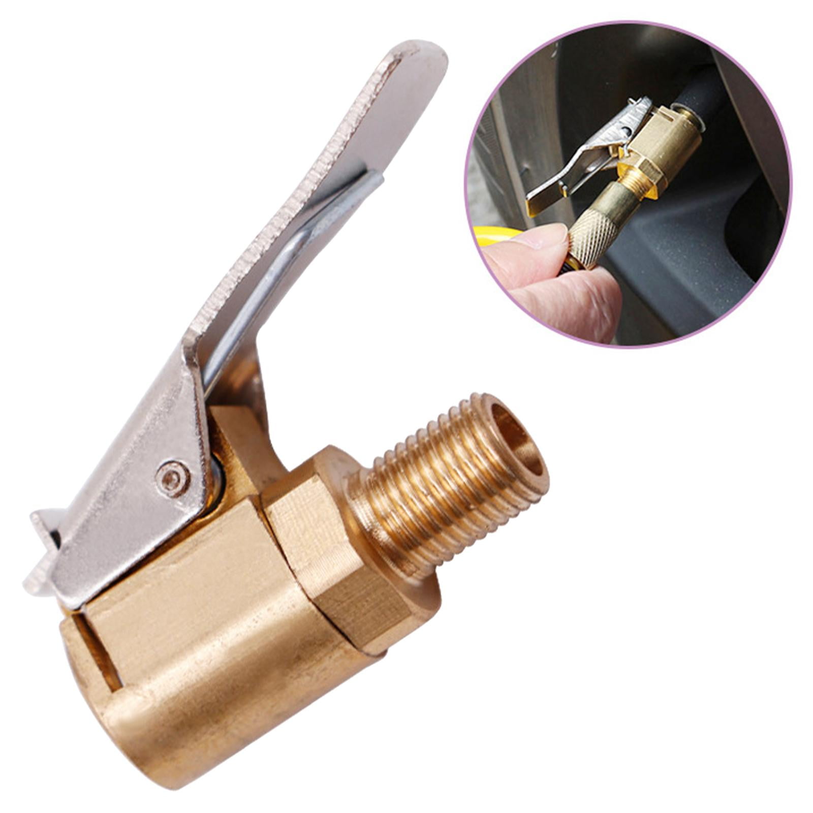 Universal Tire Air Chuck with Clip, Clip Type Air Pump Nozzle Adapter for  Car Truck, Gold, Thread 8mm 
