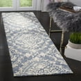 thumbnail image 2 of SAFAVIEH Blossom Kestrel Damask Wool Runner Rug, Blue/Ivory, 2'3" x 8', 2 of 5