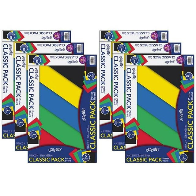 Dixon Ticonderoga PAC5445-6 Primary Poster Board, 5 Colors - 5 Sheets - 6 Count