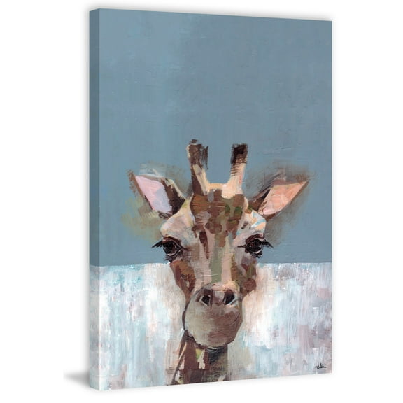 Bonjour Giraffe Painting Print on Wrapped Canvas