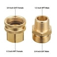 thumbnail image 2 of Garden Hose Adapter, 3/4 Inch GHT to 1/2 Inch NPT, Brass Quick Connect Garden Hose Fittings, 2 Pack, 2 of 5