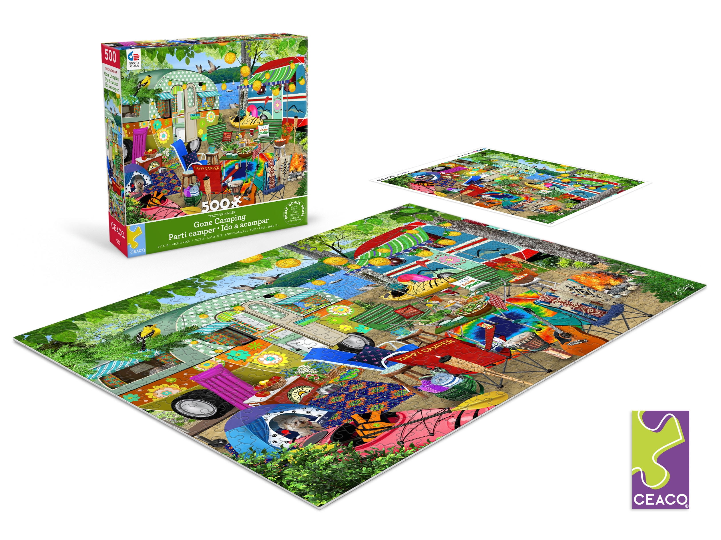 Ceaco Gone Camping (Tracy Flickinger) 500 Piece Interlocking Jigsaw Puzzle