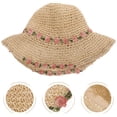 thumbnail image 3 of WEUVEB Khaki Straw Sun Hat with Foldable Wide Brim and Elegant Floral for Outdoor Sun, 3 of 8