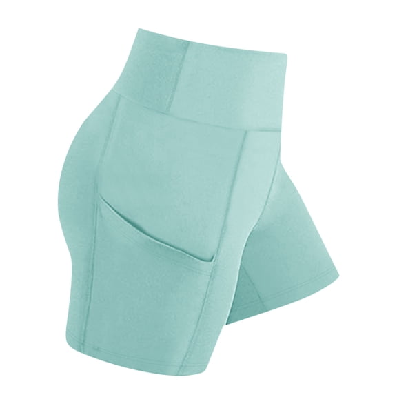 AHTJRT Workout Yoga Shorts for Girls High Elastic Waist Stretchy Tummy Control Short Pants with Pockets Butt Lifting Athletic Biker Shorts Mint Green 6-7 Years