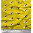 thumbnail image 1 of Soimoi Yellow Silk Fabric Bird,Paw & Cocker Spaniel Dog Decor Fabric Printed Yard 42 Inch Wide, 1 of 3