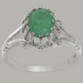 thumbnail image 2 of LBG British Made 14k White Gold Natural Emerald Womens Anniversary Ring - 33 size options - Size 4.5, 2 of 6