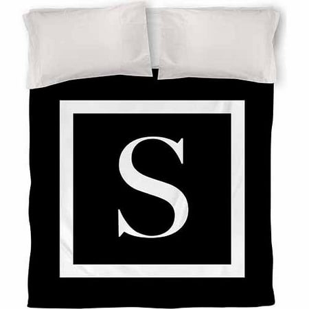 IDG Classic Block Monogram Duvet Cover, Black