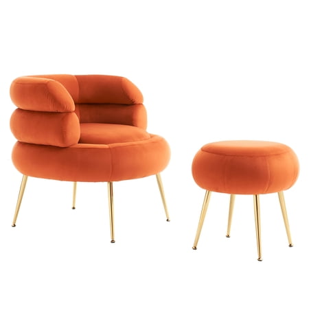 Accent Chair Indoor Armchair with Pedals, Single Sofa Velvet Armchair for Living Room and Bedroom, Solid Tapered Metal Legs