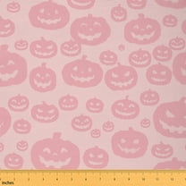 jejeloiu Halloween Theme Pumpkin Fabric by the Yard 1 Yard,Happy Halloween Home Decor Fabric by the Yard,Girls Pink Sewing Fabric For Children,Microfiber Room Decorative