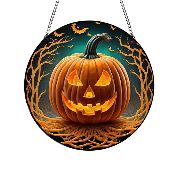 2D Holiday Pendants Halloween Acrylic Stained Glass Window Decorations Garden Decorations Home Porch Decorations