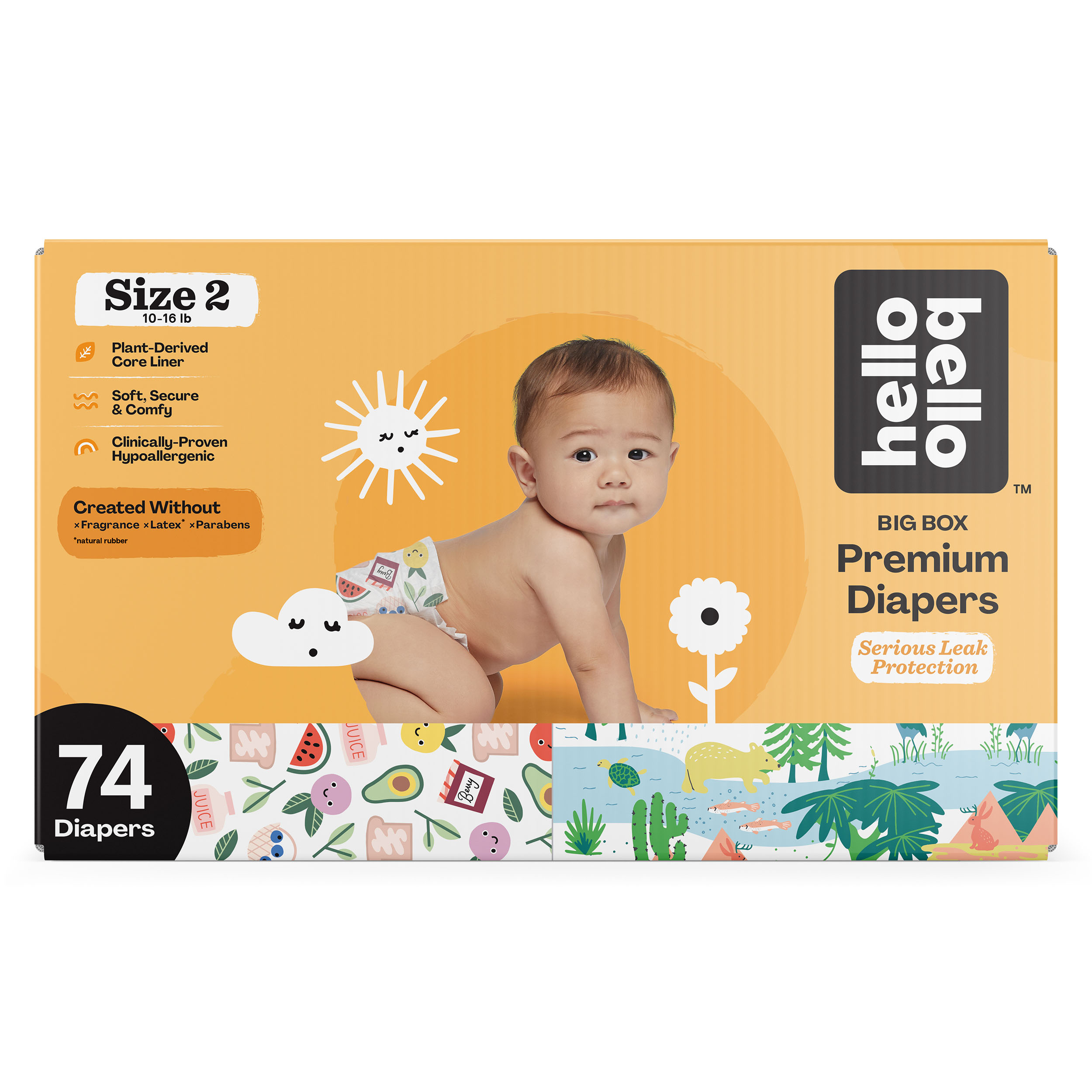 Hello Bello Premium Baby Diapers, Fun Gender Neutral Designs, Size 2