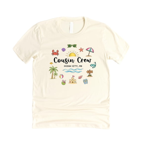 Cousin Crew Ocean City MD Shirt Matching Family Vacation Coastal Beach Trip Summer Graphic Tee Natural Shirt Adult Small