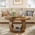 thumbnail image 5 of 31.5" Round Coffee Table, 2-Tier Circle Center Table with Open Storage Shelf, Farmhouse Rustic Living Room Coffee Table for Apartment & Small Spaces, 5 of 8