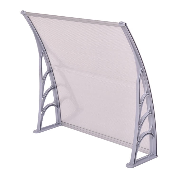 Aimee Lii 40 x 40 Inch Outdoor Polycarbonate Front Door Window Awning Canopy, Outdoor Awning for Patio, Gray