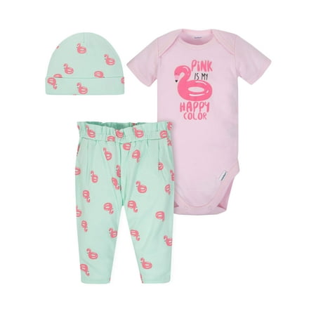 Onesies Bodysuit, Pants and Cap, 3pc Outfit Set (Baby (Best Outfit To Bring Baby Home In Winter)