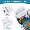 thumbnail image 3 of Yayeee 40oz Stainless Steel Tumbler with Straw and Handle Double-Wall Insulated Travel Water Bottle, Blue Colorful Flowers, 3 of 8