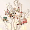 thumbnail image 1 of 3 uds. Colgante navideño decorativo de madera, conjunto de colgante, árbol de coche de Papá Noel de dibujos animados BRILLAR  Rojo Verde, 1 of 5