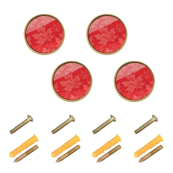 Kitchen Cabinet Knobs Cabinet Handles 1.25 inch Diameter Zinc Alloy Hand Drawn Maple Leaves 4 Pack
