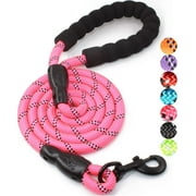 5ft Strong Dog Leash with Comfortable Padded Handle and Highly Reflective Threads for Small Medium and Large Dogs-Pink