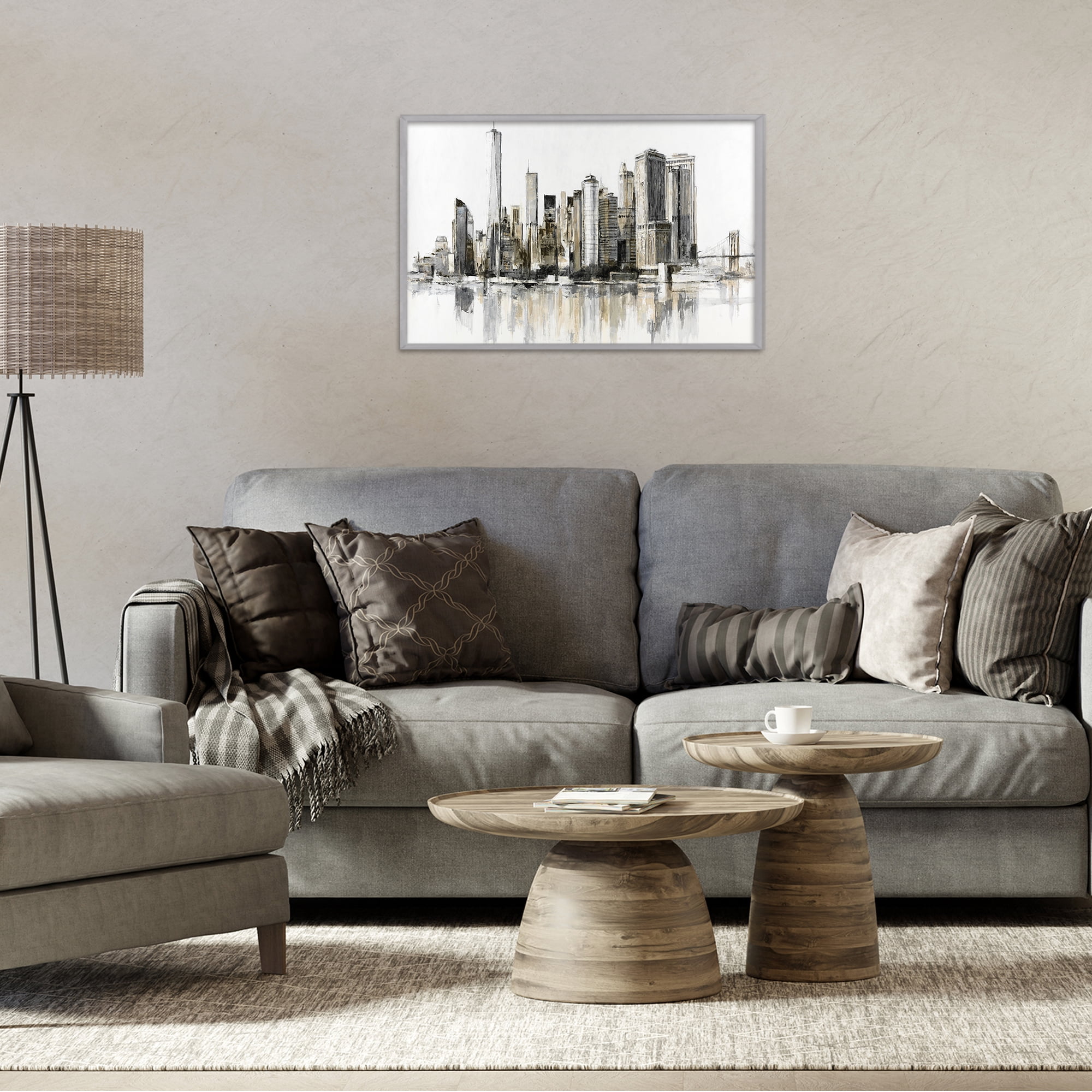 Stupell Industries Urban Skyline Reflection Gray Framed Giclee Art, design by Lorenzo Collective