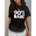 thumbnail image 3 of Fun Letter Print Round Neck Short Sleeve T-Shirt, 3 of 6