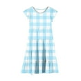 thumbnail image 7 of Ugoldhm Girls' Summer Plaid Fit & Flare Beach Sundress Short Sleeve, Crew Neck, Casual Style for 6-15 Years, 7 of 7