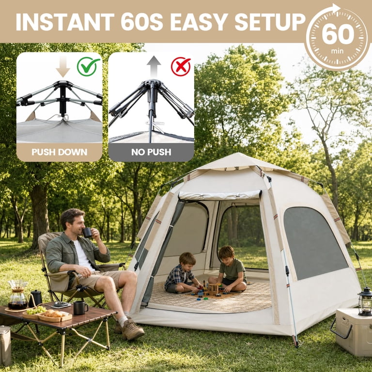 GVDV Instant Tents for Camping 4 Person Tent Waterproof Easy Setup