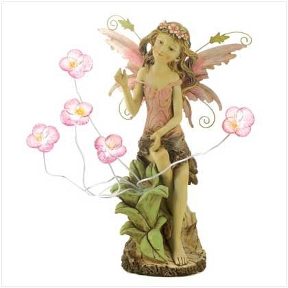 peony fairy solar statue