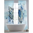 thumbnail image 5 of Summer Conch Sheer Curtains 96 Inch Long 2 Panels, Ocean Underwater Shell Flower Teal White Coastal Light Filtering Rod Pocket Curtains, Sheer Voile Drapes for Living Room Bedroom, 52"x96", 5 of 8