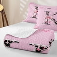 thumbnail image 4 of Erosebridal Glam Leopard Print Letter Quilt Full for Girls, Bowknot Monogrammed K Full Bedspread Sets, 3pcs, 4 of 7