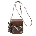 thumbnail image 1 of Bolso pequeño estampado para mujer, de piel sintética, con cadena pequeña, tipo bandolera, color marrón, 1 of 5