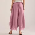 thumbnail image 3 of Evdexr Palazzo Pants for Women Lace Trim Drawstring Trousers 2026 Summer Elastic Palazzo Pant Lightweight High Waisted Flowy Boho with Pockets L, 3 of 5