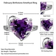 thumbnail image 6 of Juwaliy 9Ct Women Heart Ring 925 Sterling Silver Dolphin February Birthstone Amethyst Purple Solitaire Ring Jewelry Girlfriend Valentine's Day Gift, 6 of 10