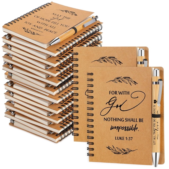 Set de cuadernos Kosiz 80 con forma de espiral y bolígrafos de bambú