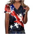 thumbnail image 3 of Top de Verano de las Mujeres Árbol Impresión V-Cuello Casual Manga Corta, Tops Cortos para las Mujeres, 3 of 5