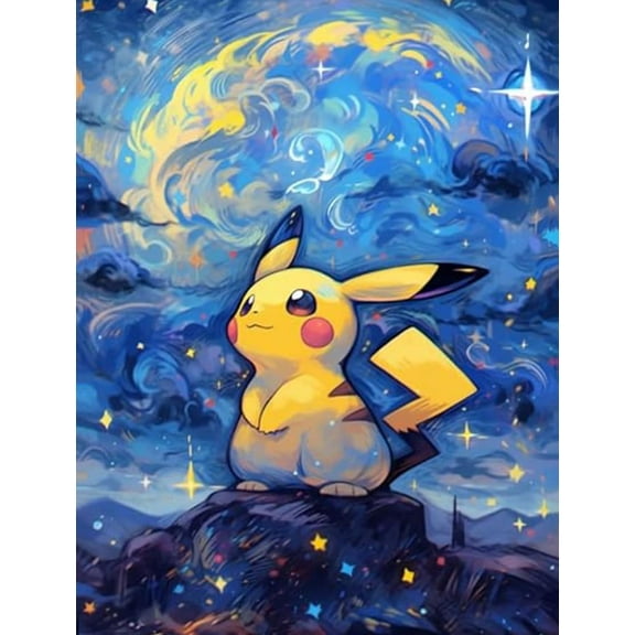 Pikachu 5D Diamond Art Painting for Adults and Kits Full Drill 12x16 Inch Cartoon Round Drill Diamond Home Wall Decor