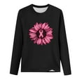 thumbnail image 3 of Luxalzxs Womens Pink Ribbon Sunflower Graphic Shirts Fighting Breast Cancer Long Sleeve T-Shirt Casual Round Neck Loose Tops, 3 of 3