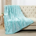 thumbnail image 2 of Home Soft Things Tip Dyeing Light Faux Fur Throw - Blue Turqoise - 50" x 60", 2 of 9