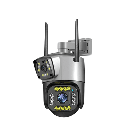 Dual Lens WiFi PTZ Security Camera,4MP HD,IP66 Waterproof,350°Pan&90°Tilt for Yard Outdoor Surveillance