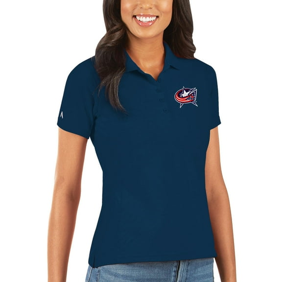 Women's Antigua Navy Columbus Blue Jackets Legacy Pique Polo