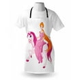 thumbnail image 4 of Pony Apron, Cartoon Sitting on a Horse with Pinkish Mane Tale Scene, Unisex Kitchen Bib with Adjustable Neck for Cooking Gardening, Adult Size, Marigold Pink and White, by Ambesonne, 4 of 4